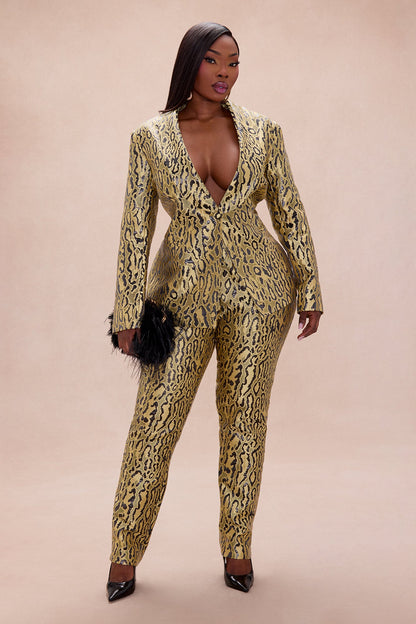 Kassandra Leopard Blazer Suit Set - Leopard