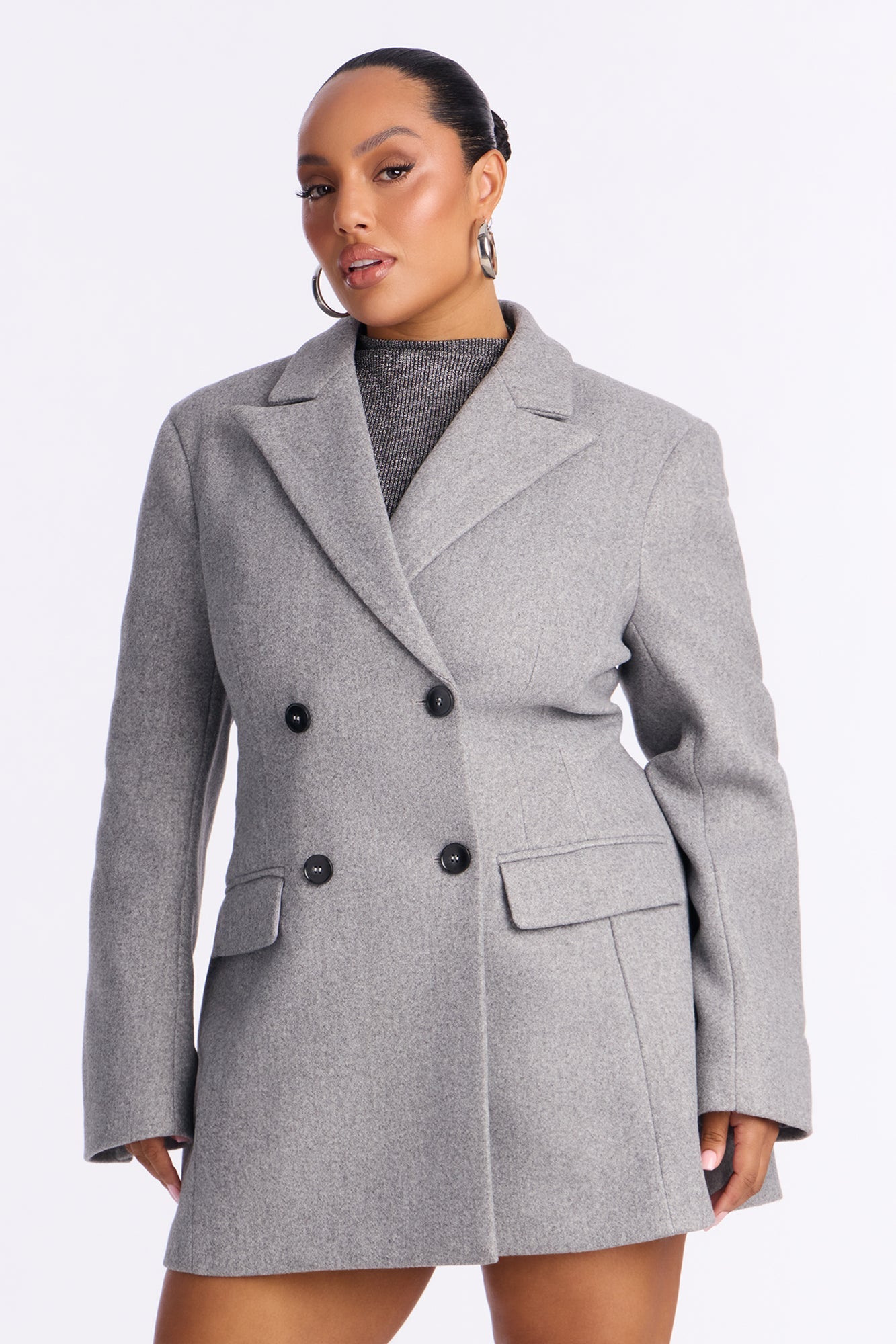 Madison Double Breasted Blazer Mini Dress - Grey