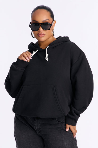 Minimalist Fleece Hoodie Sweatshirt - Black