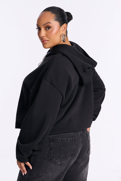 Minimalist Fleece Hoodie Sweatshirt - Black