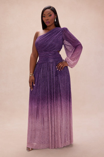 Glitter Dilemma Ombre Gown - Plum