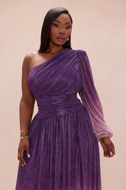 Glitter Dilemma Ombre Gown - Plum