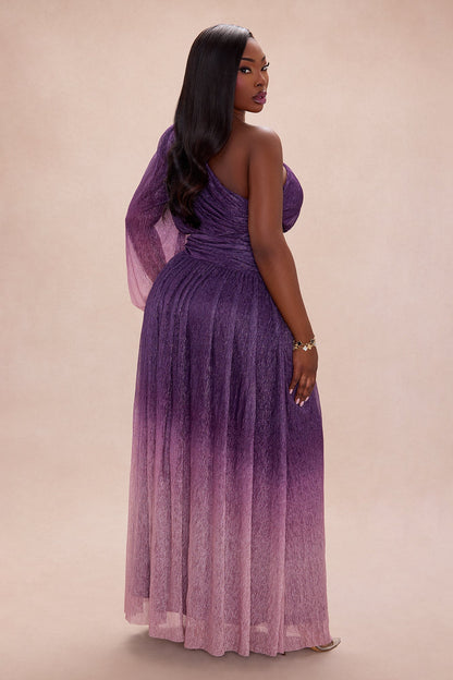Glitter Dilemma Ombre Gown - Plum