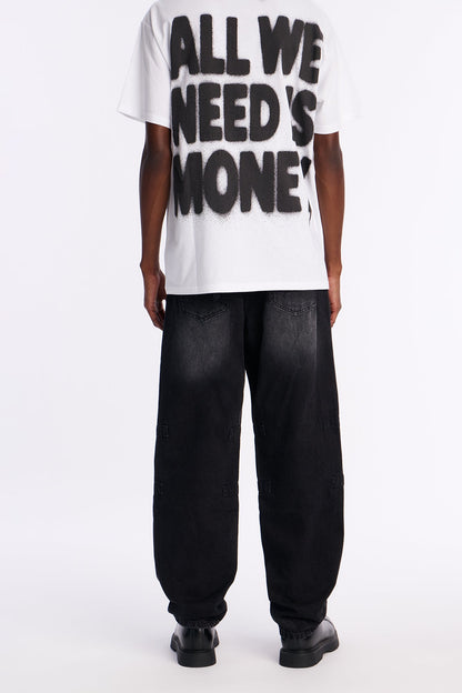 Straight Looked Destroyed Jean - Black Wash