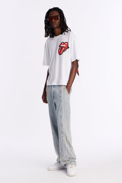 The Rolling Stones Icon Oversized Short Sleeve Tee - White