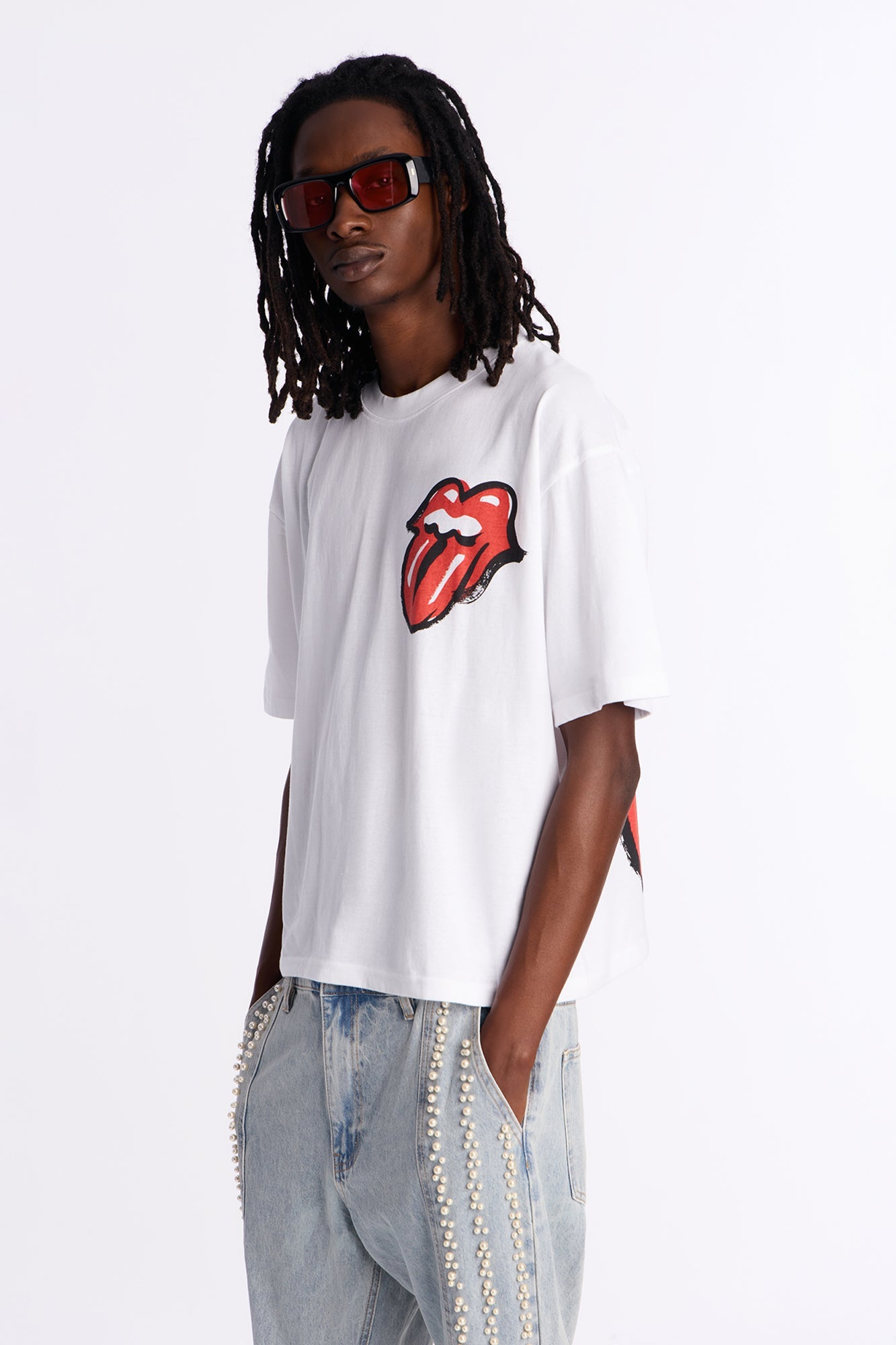 The Rolling Stones Icon Oversized Short Sleeve Tee - White