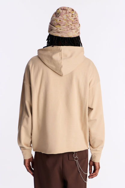 Aint A Saint Raw Hem Oversized Hoodie - Cream