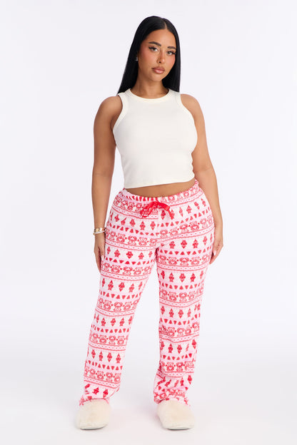 Coziest Bear Plush PJ Pants - Red/combo