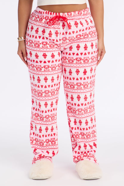 Coziest Bear Plush PJ Pants - Red/combo