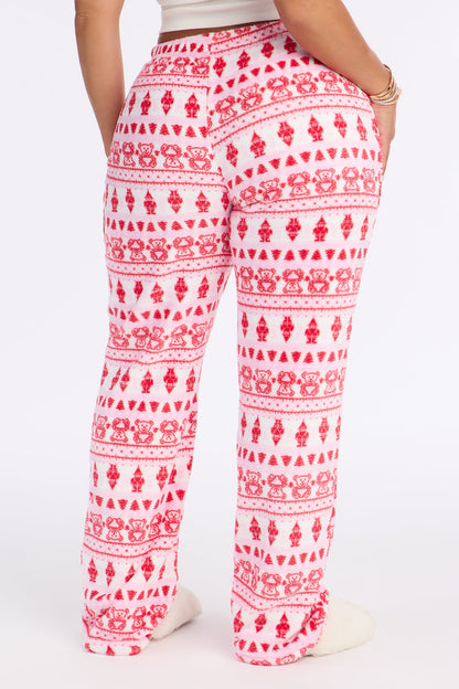 Coziest Bear Plush PJ Pants - Red/combo