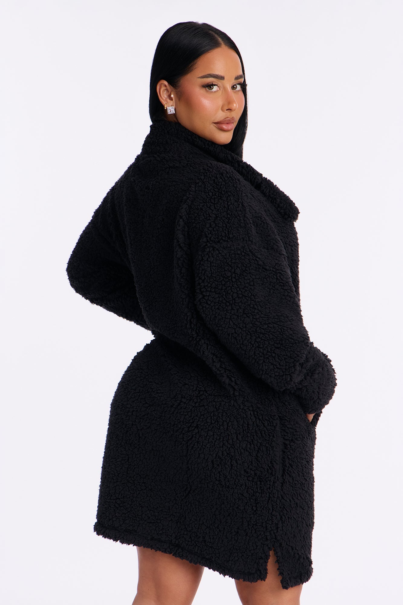 Cozy Hugs Sherpa Oversized Pullover PJ Robe - Black