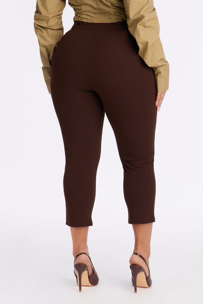 Under One Condition Crepe Capri Pant - Chocolate
