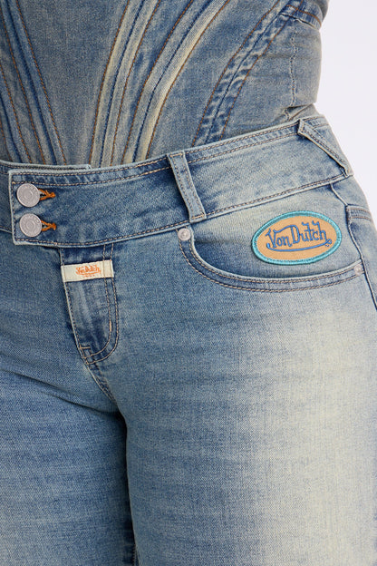 Von Dutch Low Rise Logo Skinny Jeans - Medium Wash
