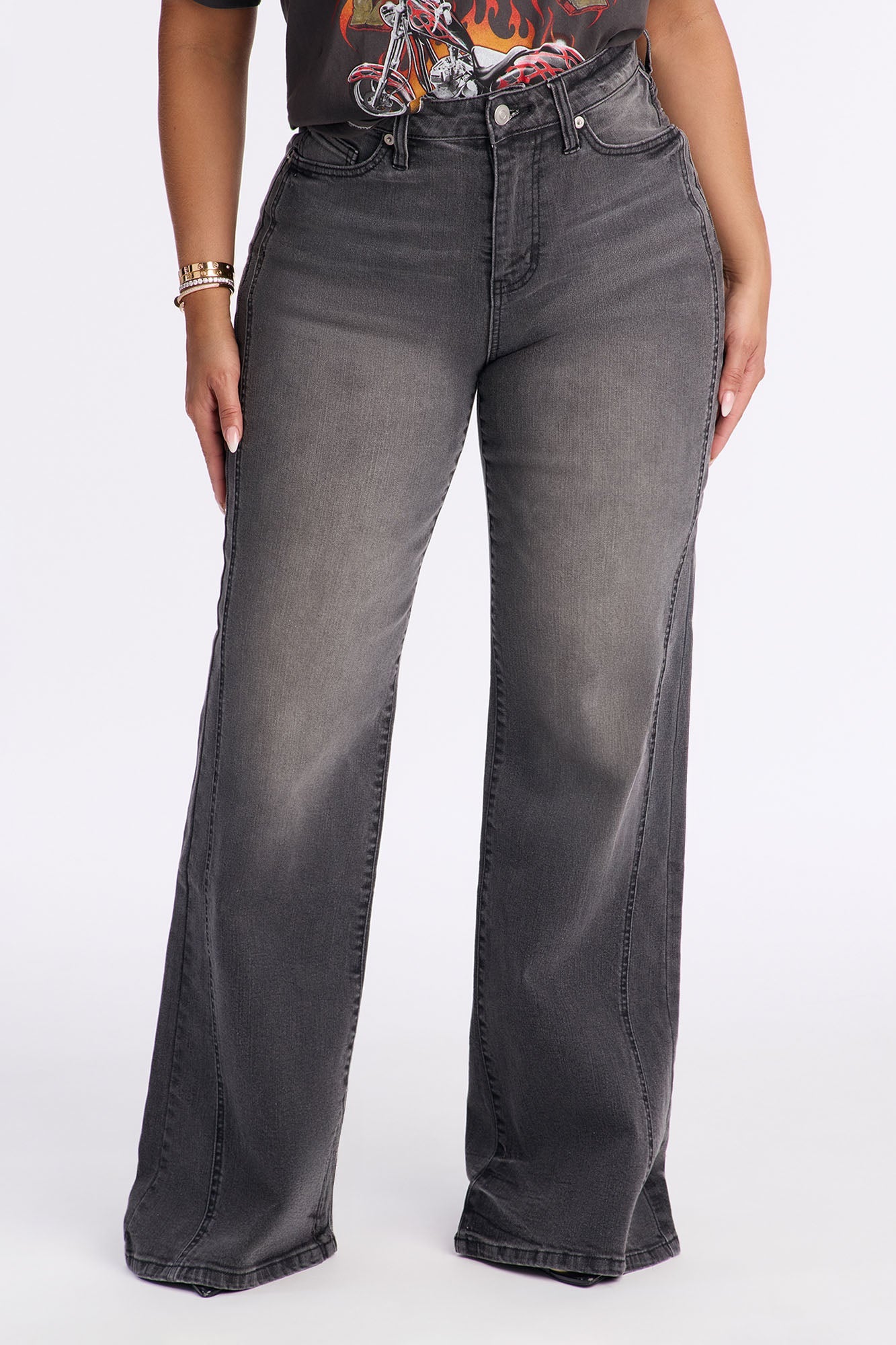 Upper West High Rise Stretch Flare Jeans - Grey/Smoke