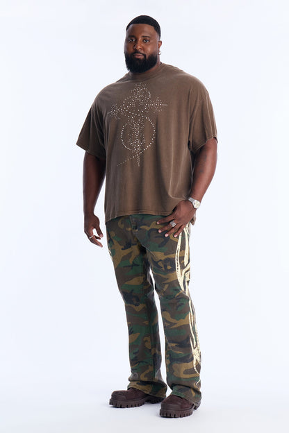Stacked Skinny Flare Rockstar Life Jewel Camo Pant - Camouflage