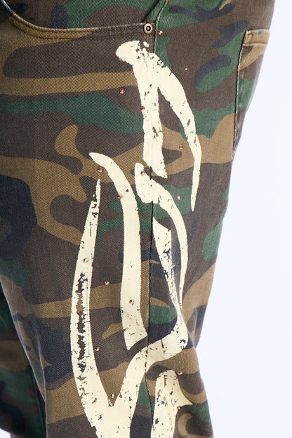 Stacked Skinny Flare Rockstar Life Jewel Camo Pant - Camouflage