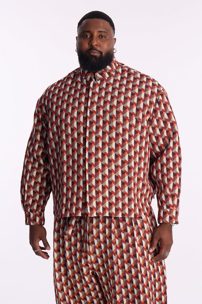 Relaxed Bellamy Geometric Tapestry Button Up Shirt - Multi Color