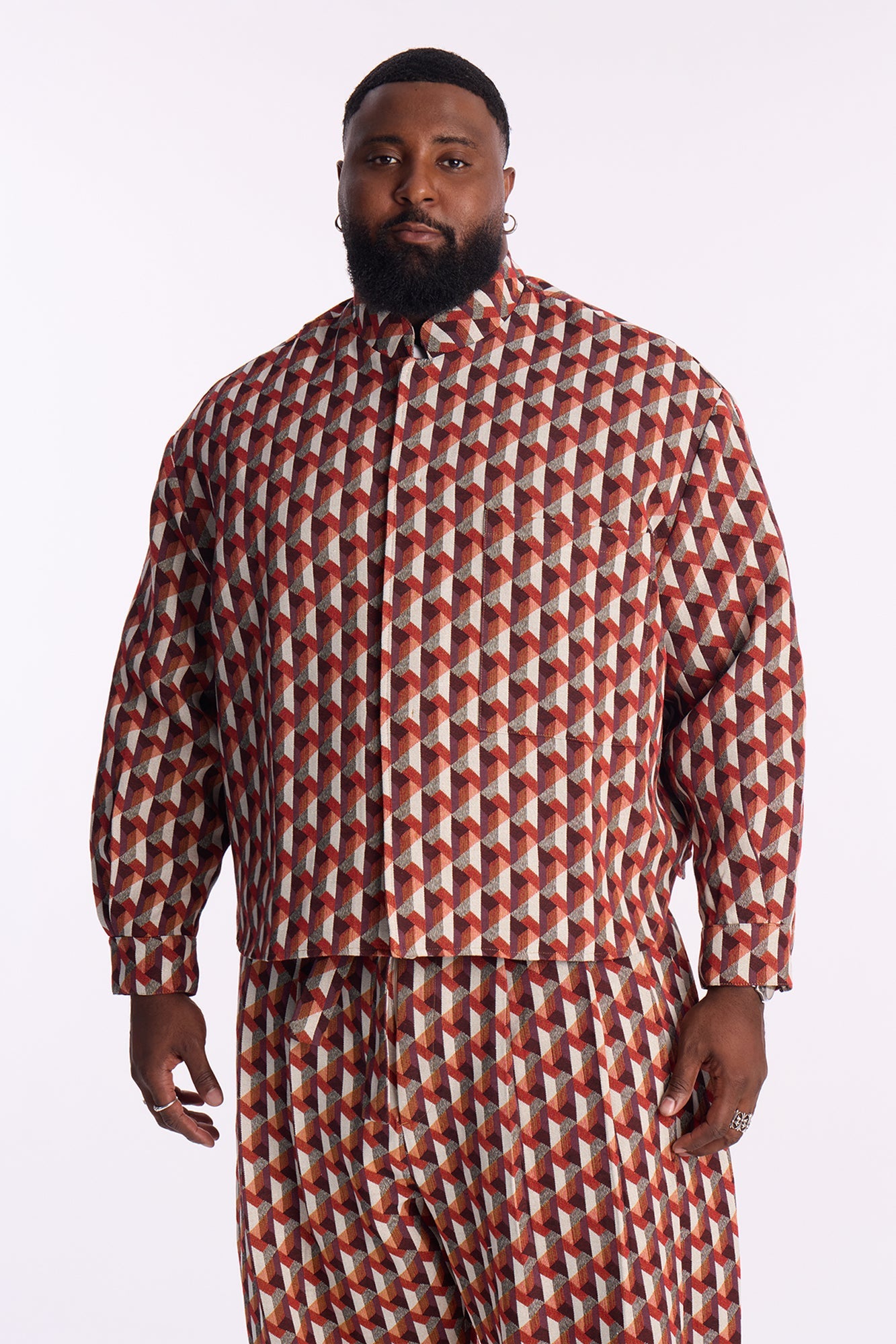 Relaxed Bellamy Geometric Tapestry Button Up Shirt - Multi Color