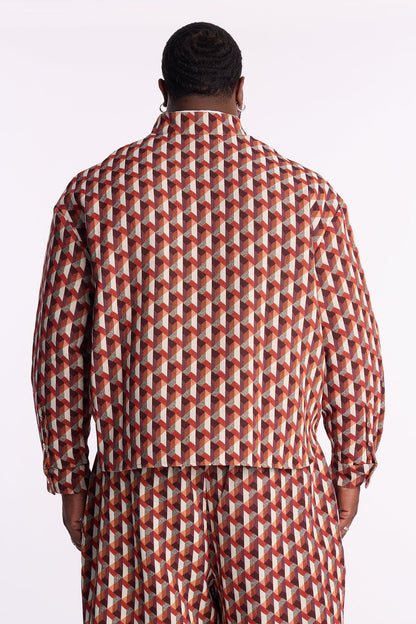 Relaxed Bellamy Geometric Tapestry Button Up Shirt - Multi Color