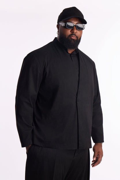 Relaxed New Money Suede Unlined Blazer - Black