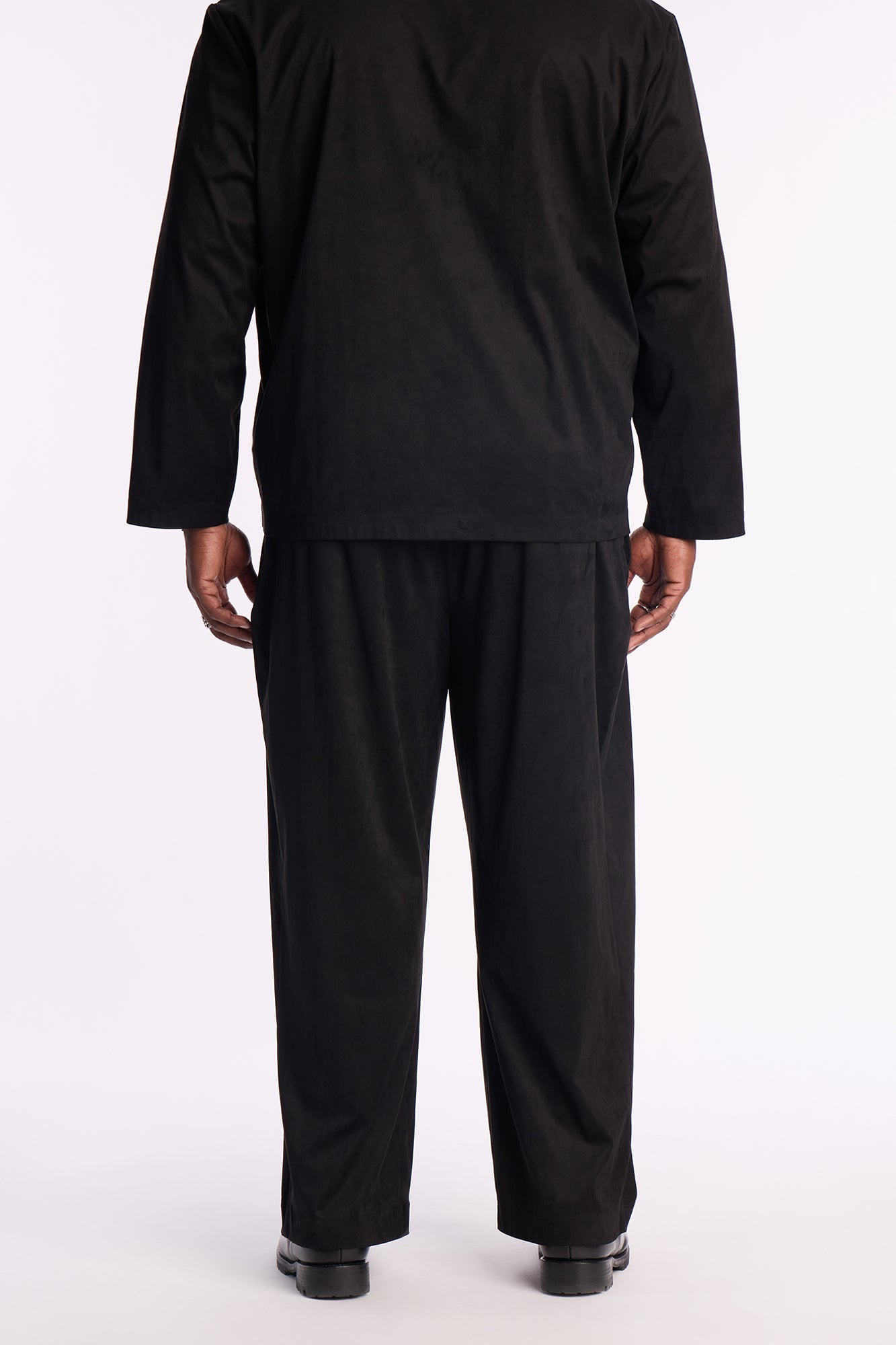 New Money Suede Pleated Trouser - Black