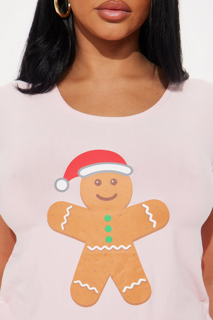 Jolly Gingerbread Plush PJ Pant Set - Pink/combo