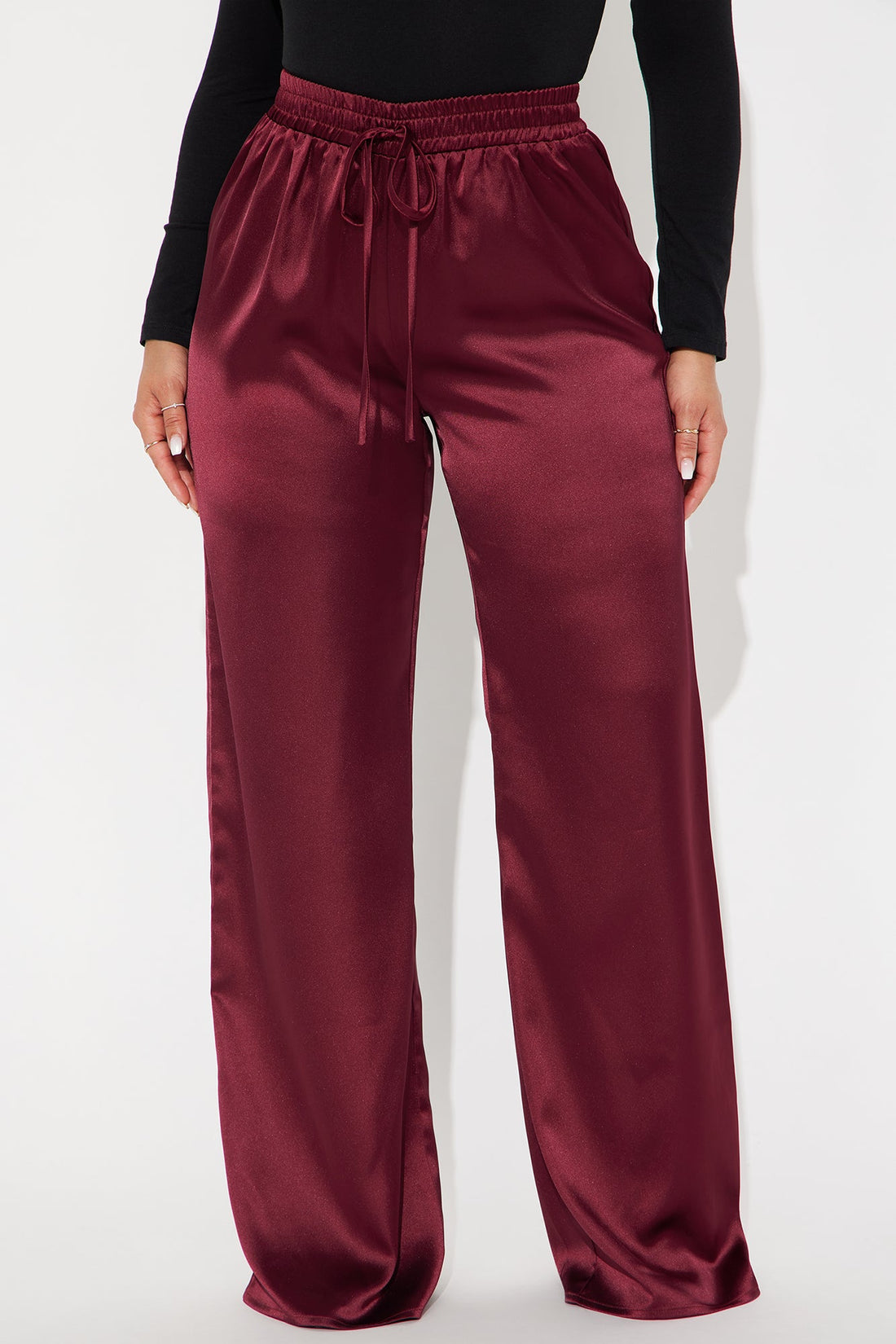 Elevate You Satin Pant - Burgundy