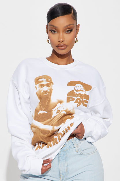 Tupac I Get Around Crew Neck Sweatshirt - White