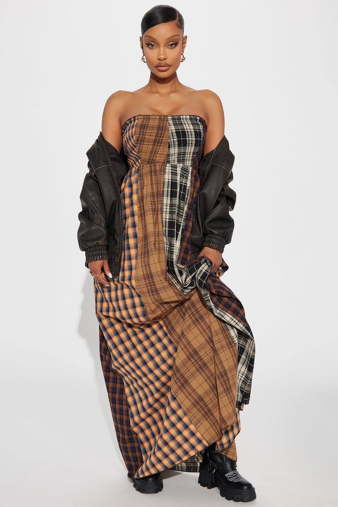 Painted In Plaid Maxi Dress - Multi Color