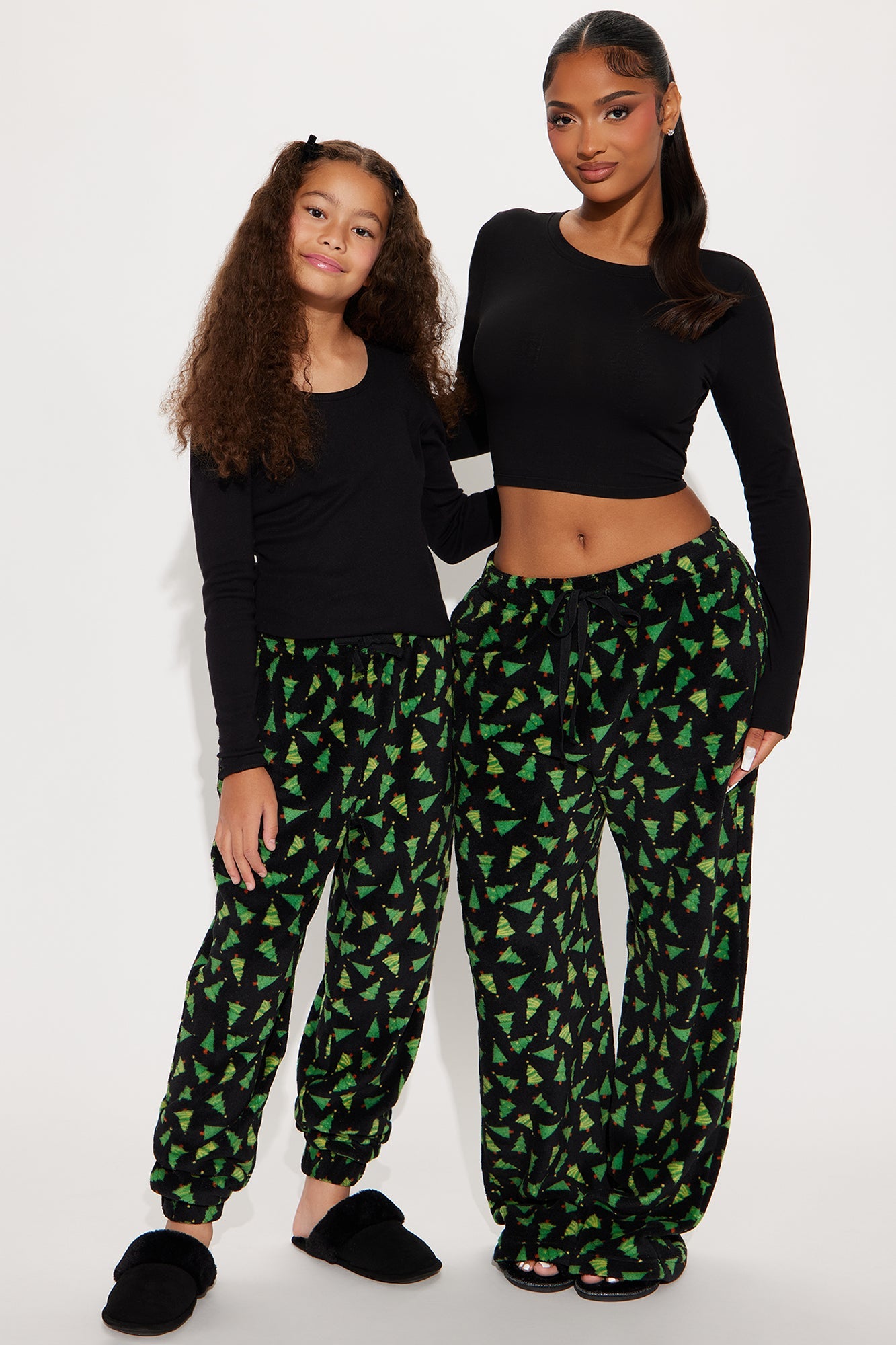 Christmas Trees Plush PJ Pants - Black/combo