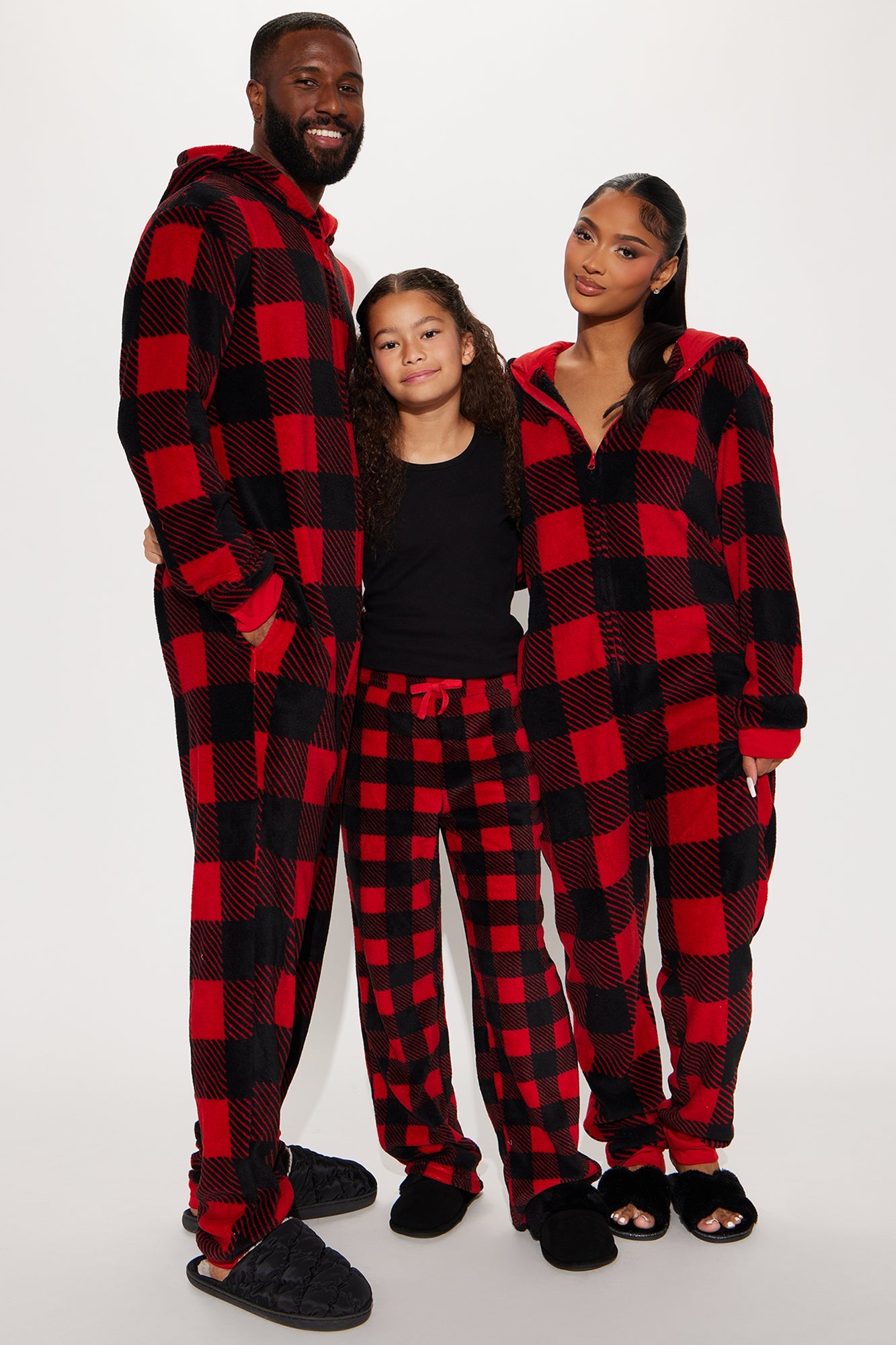 Mini Always Cozy Plush Pants - Black/Red