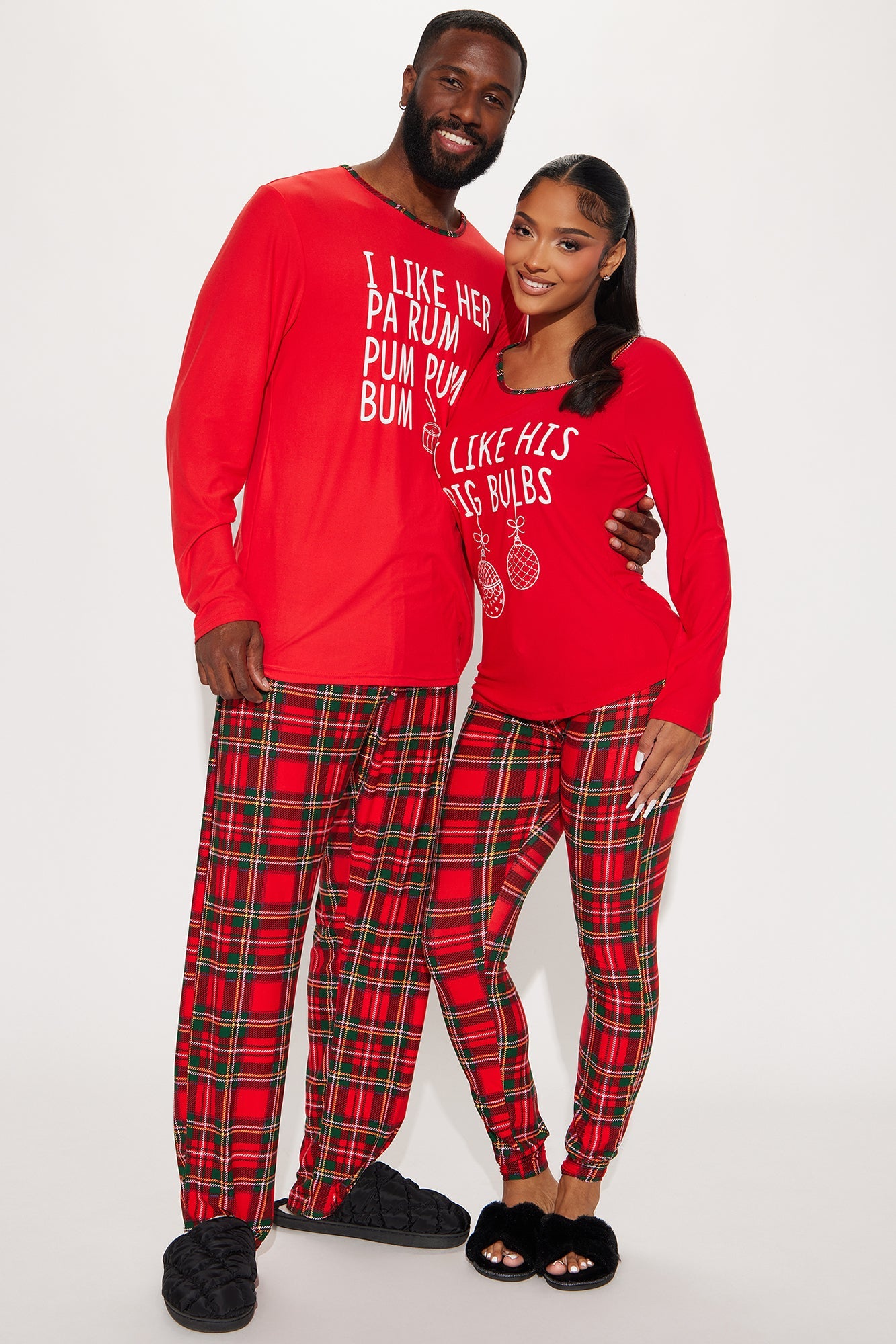 I Like His Bulbs PJ Pant Set - Red/combo