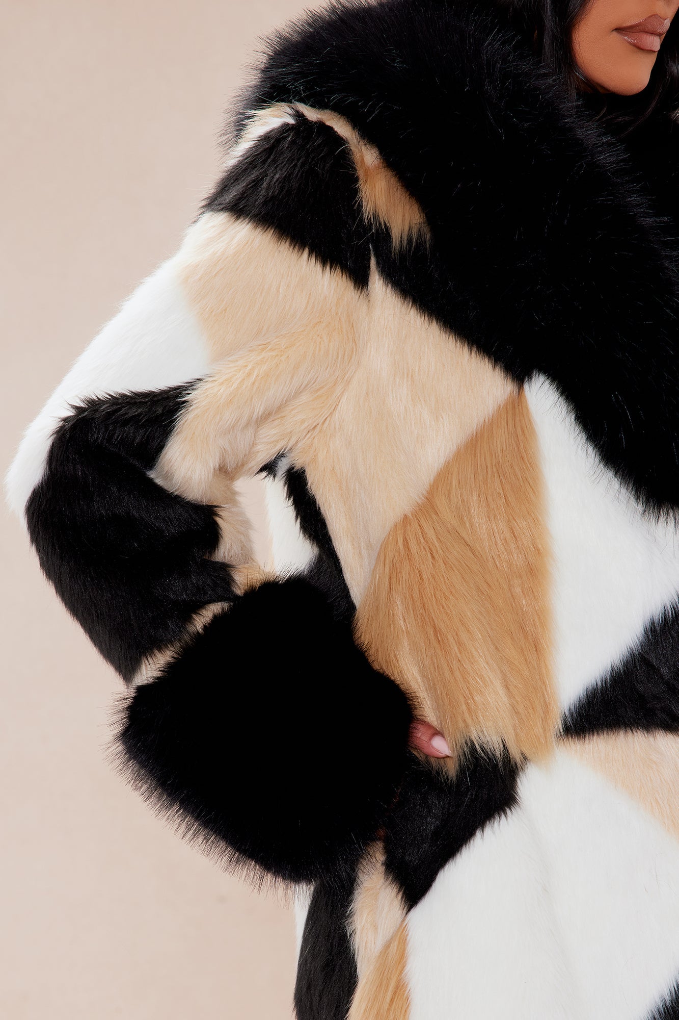 Penthouse Faux Fur Coat - Brown/combo