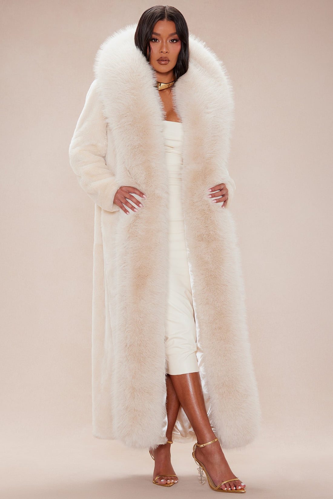 Dakota Maxi Fur Coat - Cream