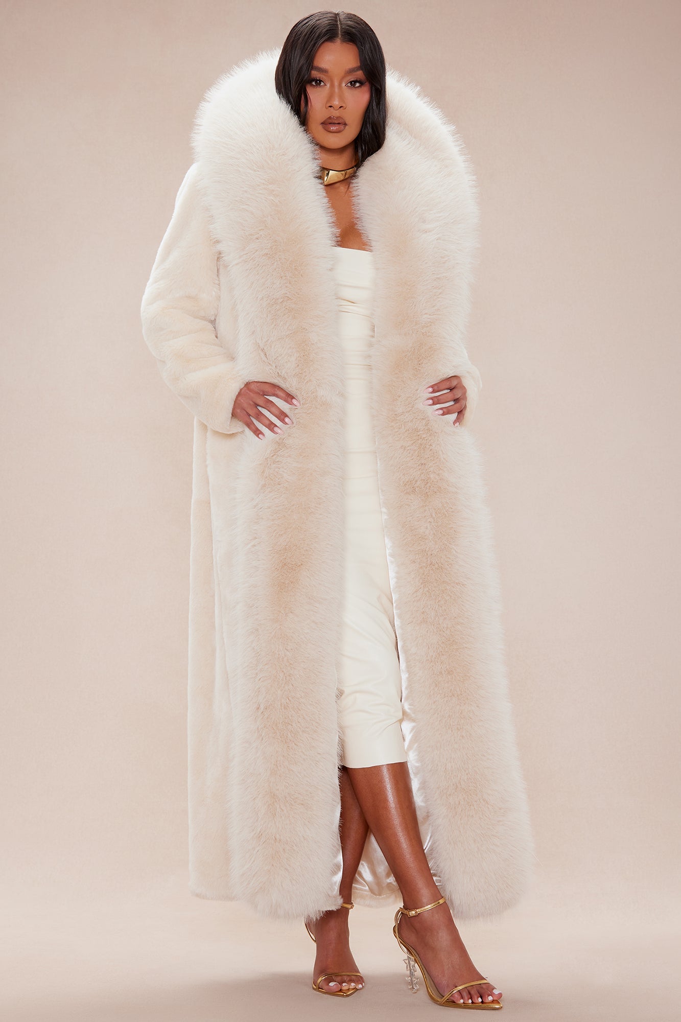 Dakota Maxi Fur Coat - Cream