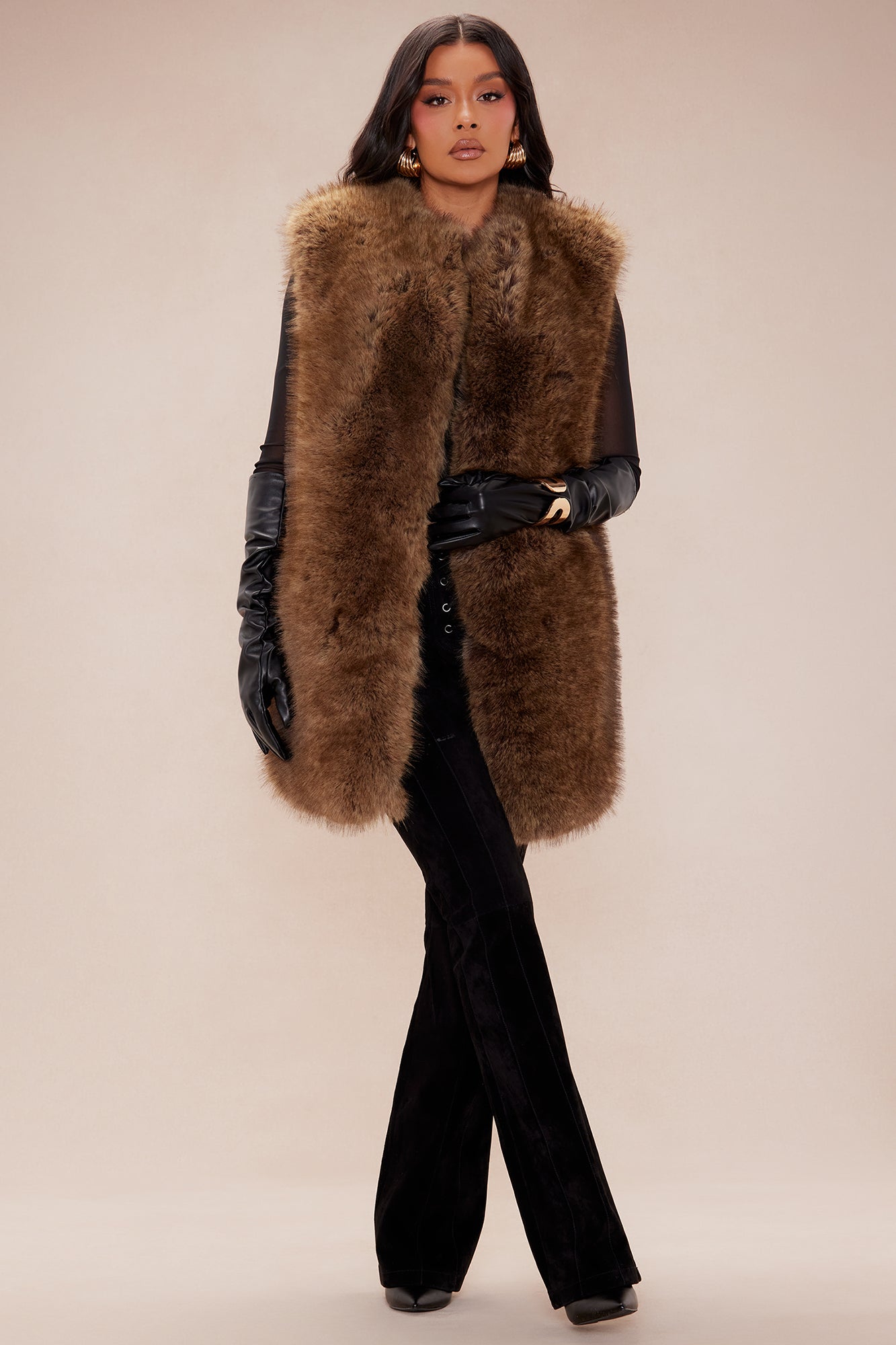 Denver Fur Vest - Mocha