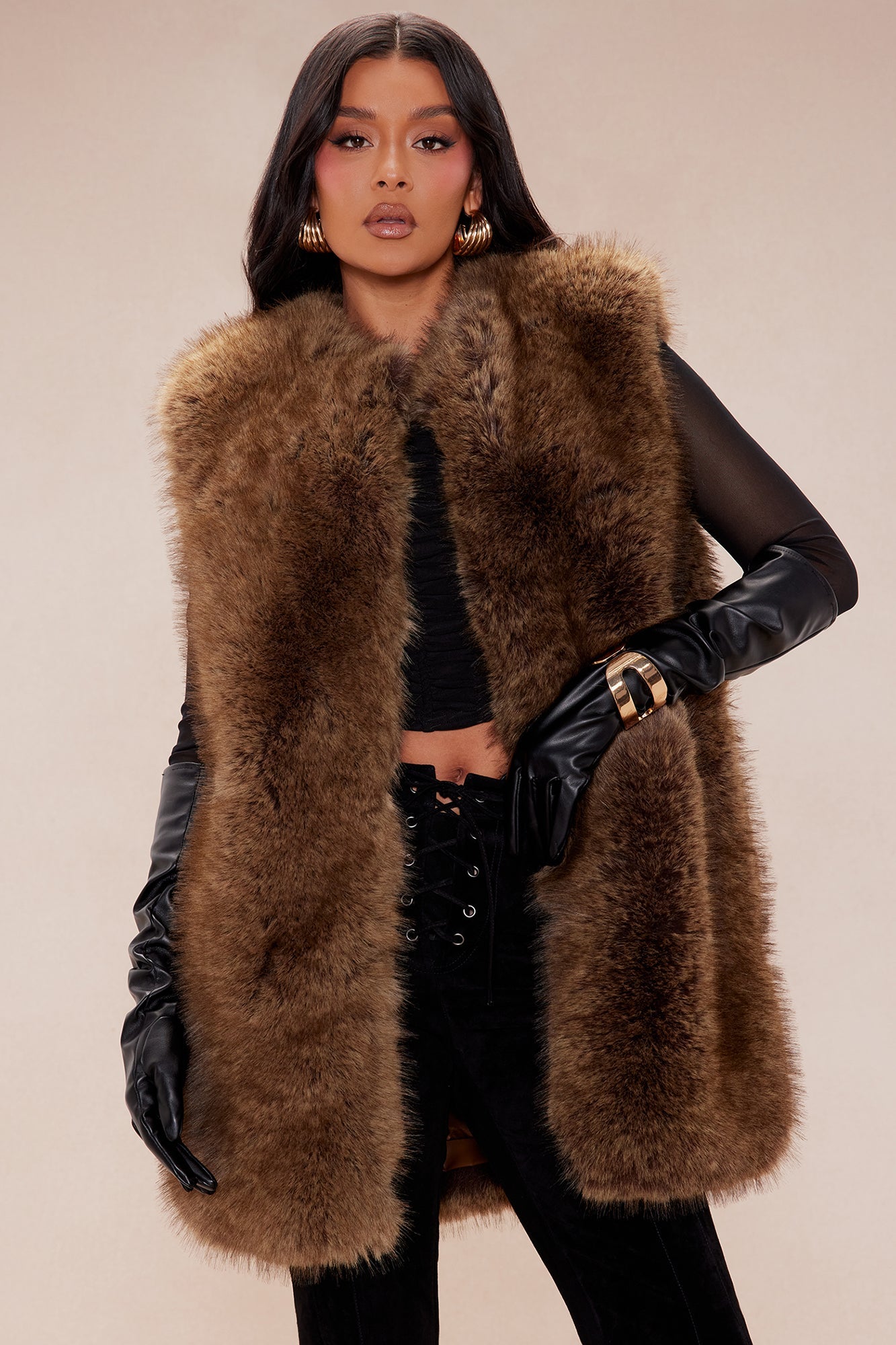 Denver Fur Vest - Mocha