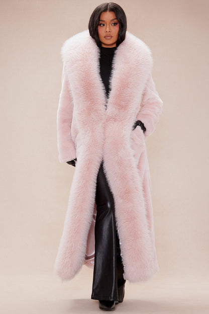 Dakota Maxi Fur Coat - Pink