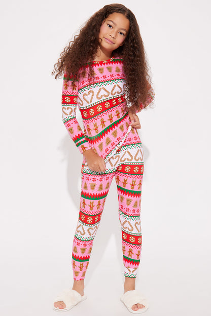 Mini Candy Cane Heart Jogger Set - Pink/combo