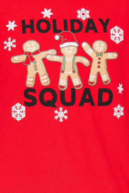 Mini Holiday Squad Gingerbread Matching Family Pant Set - Red/Black