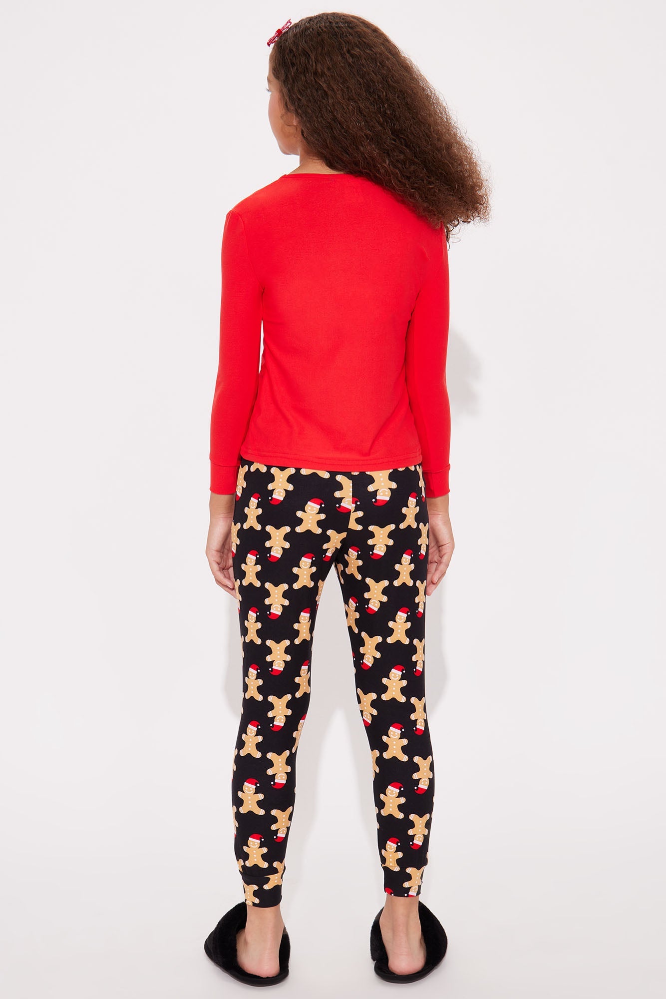 Mini Holiday Squad Gingerbread Matching Family Pant Set - Red/Black