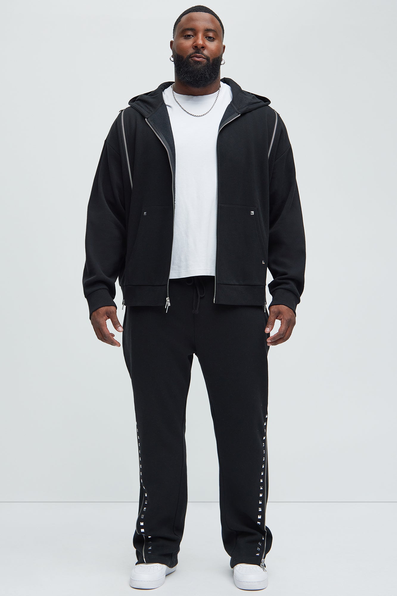 Tyson Sleaze Studded Zip Up Hoodie - Black