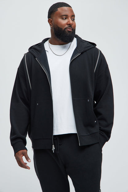 Tyson Sleaze Studded Zip Up Hoodie - Black