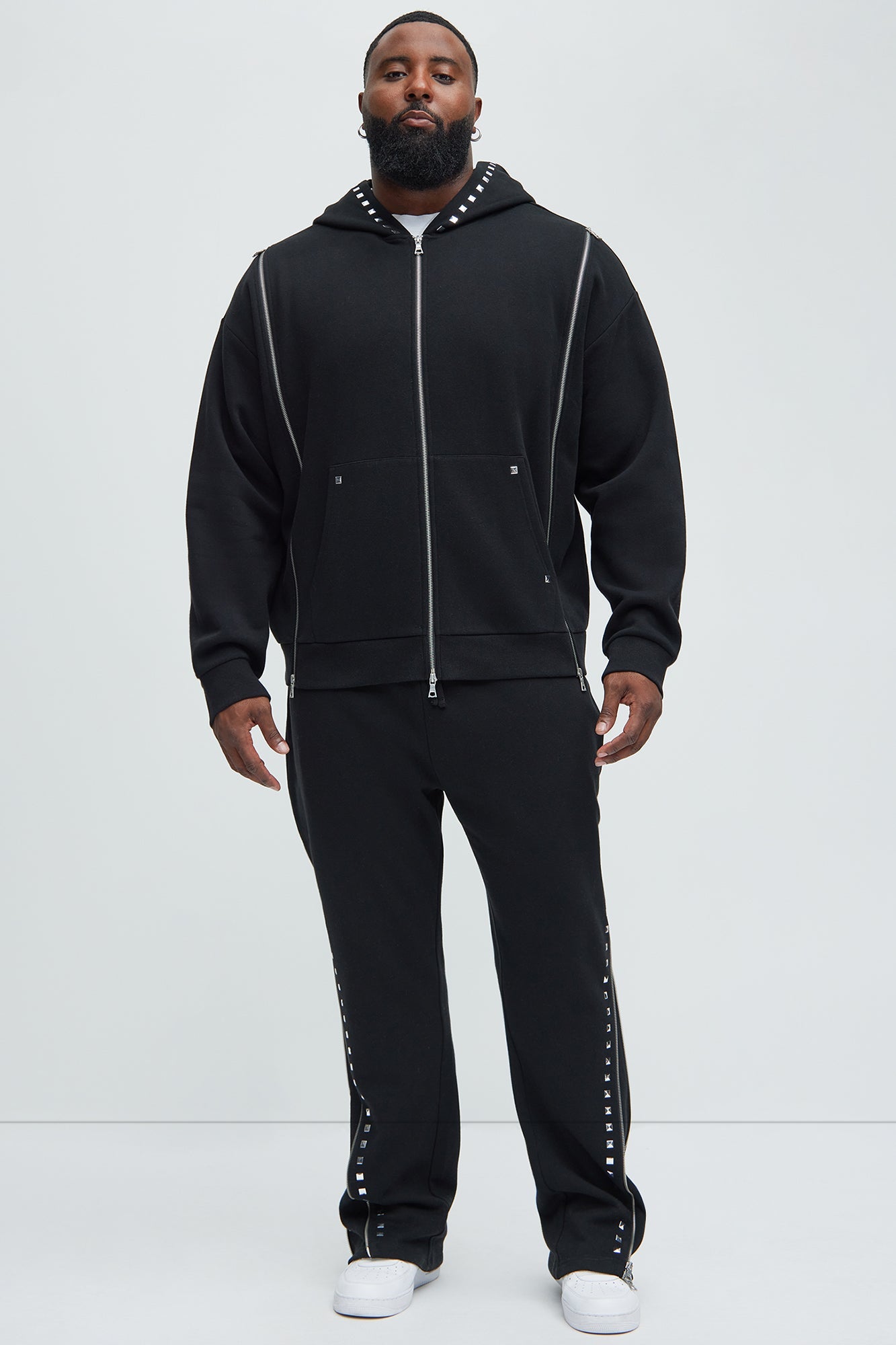 Tyson Sleaze Studded Zip Up Hoodie - Black