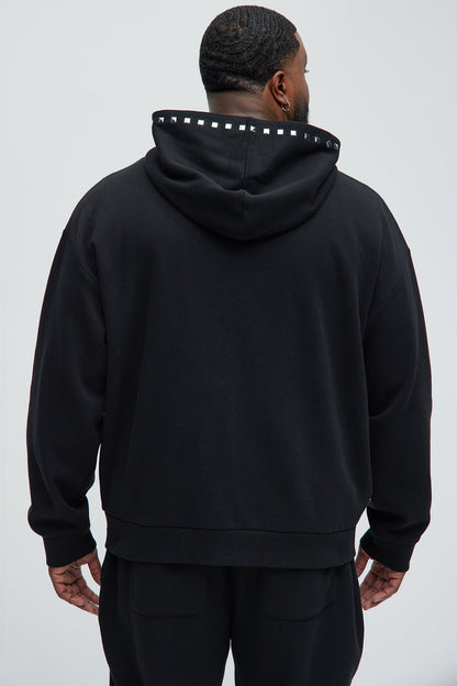 Tyson Sleaze Studded Zip Up Hoodie - Black