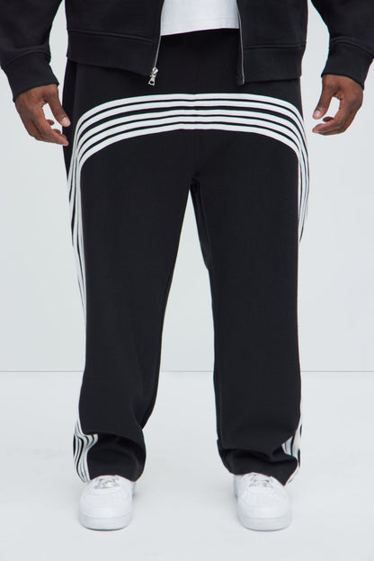Tyson Race Course Striped Sweatpants - Black