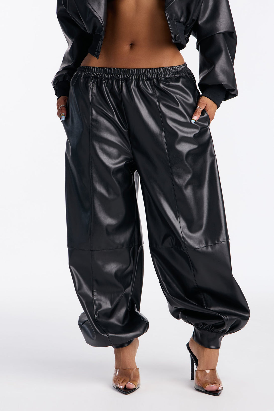 Studio Time Faux Leather Joggers 28″ - Black