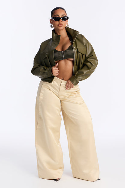 Satin Seduction Low Rise Wide Leg Pant 33 - Ivory