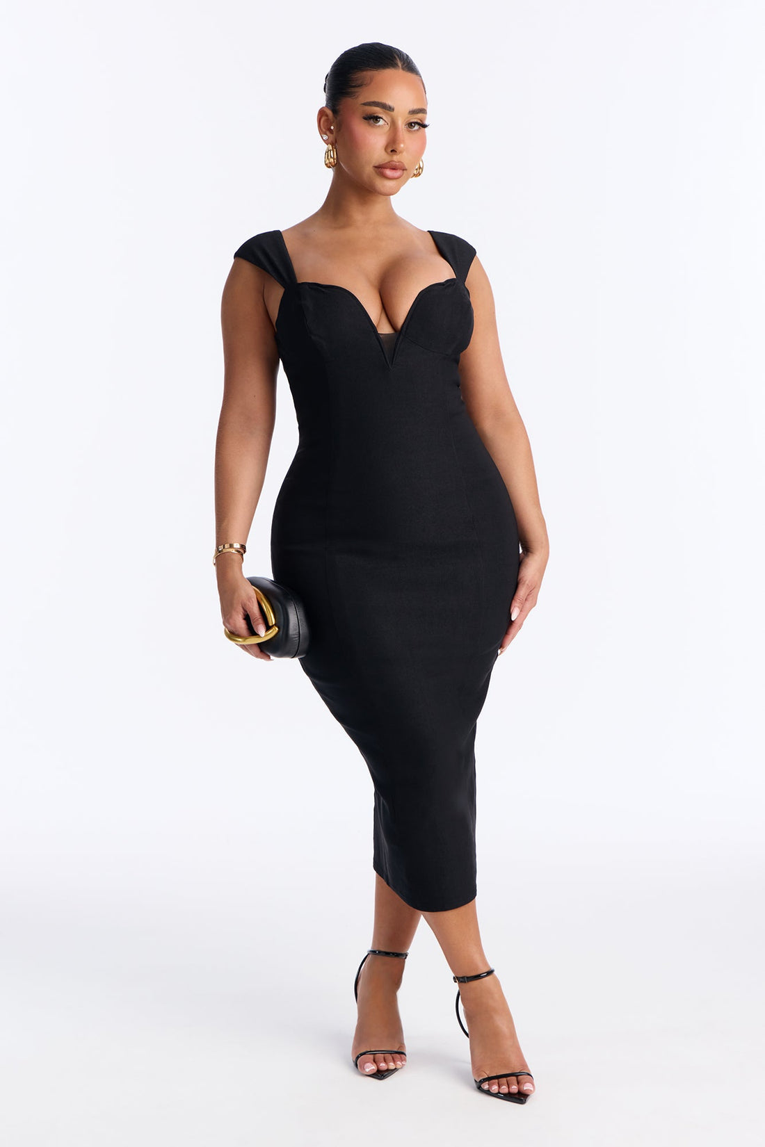 Yvette Sleeveless Midi Dress - Black