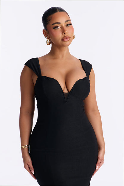 Yvette Sleeveless Midi Dress - Black